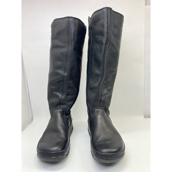 FitFlop Women's Superboot Tall Black Leather Pull On Knee High Boots Size 8 - Picture 7 of 12